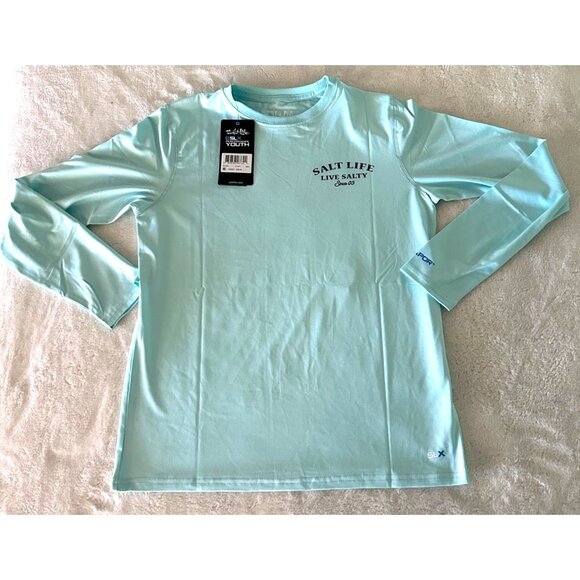 Salt Life Boys Youth Medium YM SLX Sun Protection Shirt Uvapor Fabric Live Salty - Picture 1 of 7